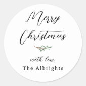 メリークリスマス書道・苗名松 ラウンドシール (正面)