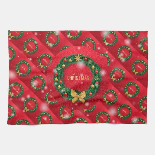 メリークリスマス最高のの幸せな贈り物 キッチンタオル (横)