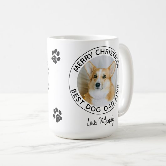 メリークリスマス最高のドッグパパのペットの写真 コーヒーマグカップ (正面右)