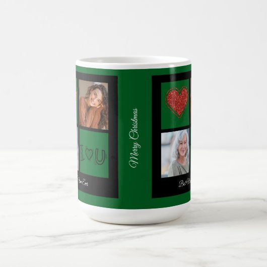メリークリスマス最高のママの写真コラージュ モーフィングマグカップ (中央)