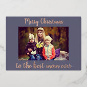 メリークリスマス最高のマムの写真 箔シーズンカード (正面)
