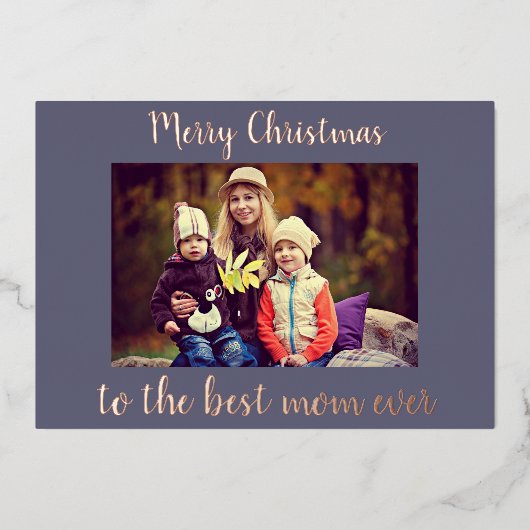メリークリスマス最高のマムの写真 箔シーズンカード (正面)