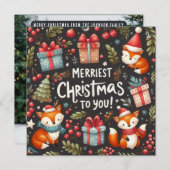 メリークリスマス林ファンタジーホリデーカード シーズンカード (正面/裏面)