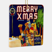 メリークリスマス柑橘系ラベル セラミックオーナメント (右)