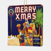 メリークリスマス柑橘系ラベル セラミックオーナメント (左)
