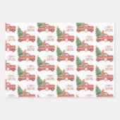 メリークリスマス格言とヴィンテージレッドトラック ラッピングペーパーシート (正面3)