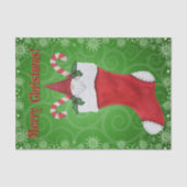 メリークリスマス格言インストッキンググリーンスノーフレーク 薄葉紙 (正面)