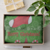 メリークリスマス格言インストッキンググリーンスノーフレーク 薄葉紙 (ギフト)