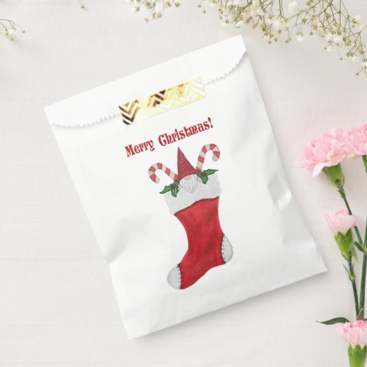 メリークリスマス格言インレッドストッキングキャンディキャネス フェイバーバッグ (封をした状態)