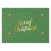 メリークリスマス格言インレッドストッキンググリーン金ゴールド テーブルクロス (正面(横))