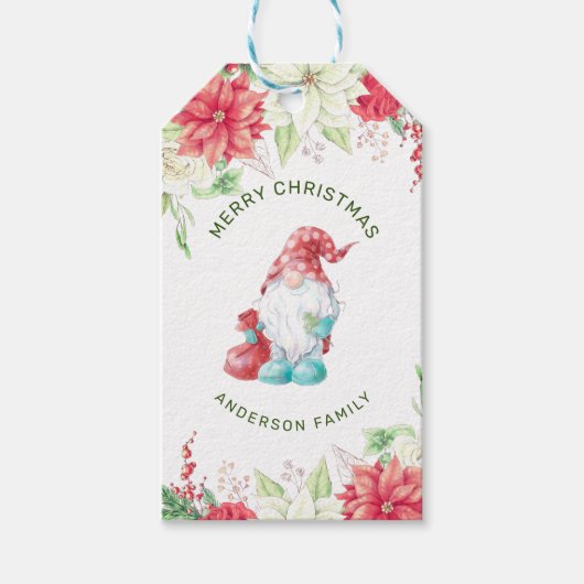 メリークリスマス格言エレガントホリデーフローラ ギフトタグ (正面)