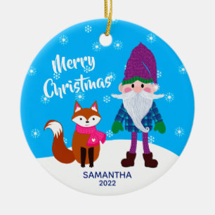 メリークリスマス格言キツネ パーソナライズされた セラミックオーナメント