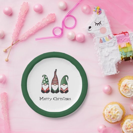 メリークリスマス格言グリーン ペーパープレート (パーティー)