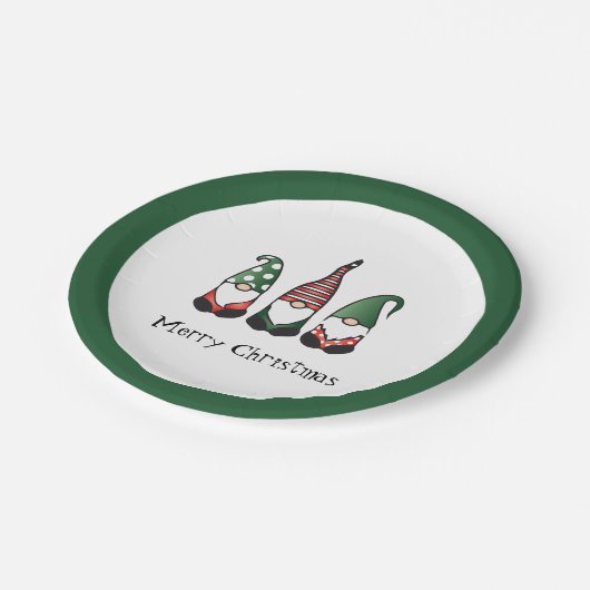 メリークリスマス格言グリーン ペーパープレート (アングル)