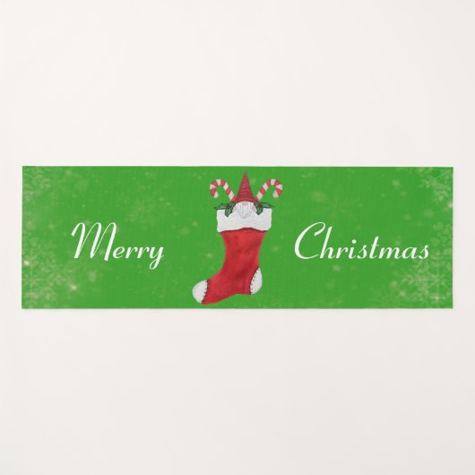 メリークリスマス格言ストッキングキャンディキャンズグリーン ヨガマット (正面(横))