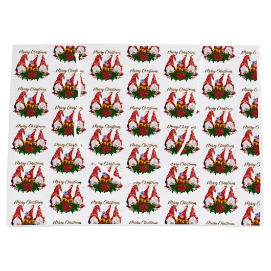 メリークリスマス格言トレンディーかわいい休日 ラージペーパーバッグ (正面)