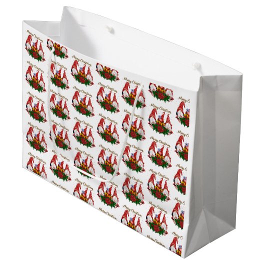 メリークリスマス格言トレンディーかわいい休日 ラージペーパーバッグ (正面アングル)