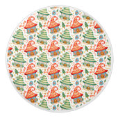 メリークリスマス格言ハウスキャンディーケーンカラフル セラミックノブ (正面)