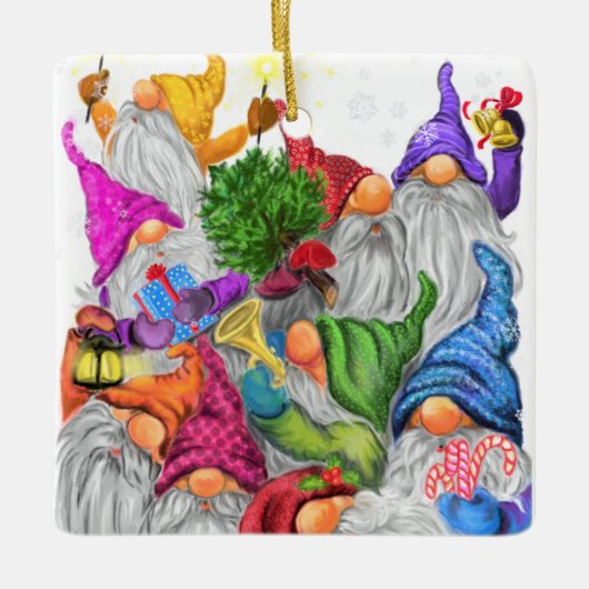 メリークリスマス格言パーティーおもしろいスケッチ セラミックオーナメント (正面)