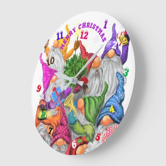 メリークリスマス格言パーティー漫画スケッチおもしろい ラージ壁時計 (傾斜)