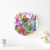 メリークリスマス格言パーティー漫画スケッチおもしろい ラージ壁時計 (ホーム)