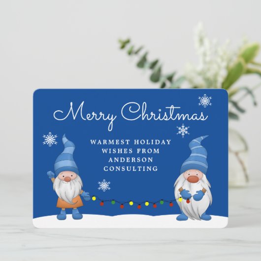メリークリスマス格言ビジネスブルーホリデーカード シーズンカード (スタンド正面)