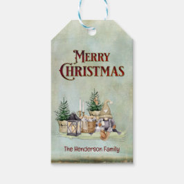 メリークリスマス格言ピクニックキャ素朴ビン ギフトタグ