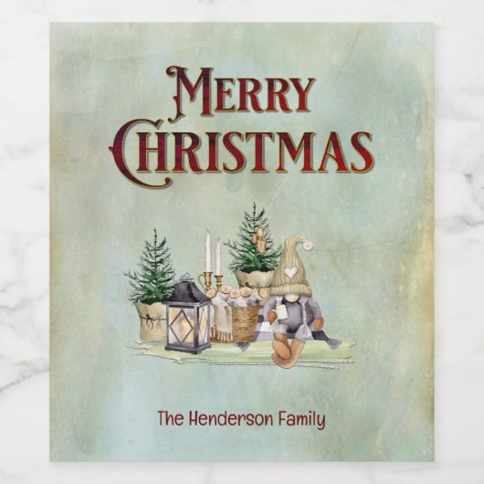 メリークリスマス格言ピクニックキャ素朴ビン ワインラベル (シングルラベル)