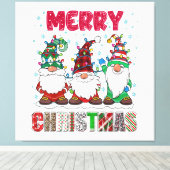 メリークリスマス格言ファミリーおもしろいクリスマスツリー キャンバスプリント (インサイチュ (ウッドフロア))