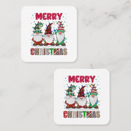 メリークリスマス格言ファミリーおもしろいクリスマスツリー スクエア名刺 (正面/裏面)