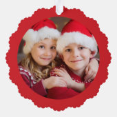 メリークリスマス格言フォトレッド オーナメントカード (裏面)