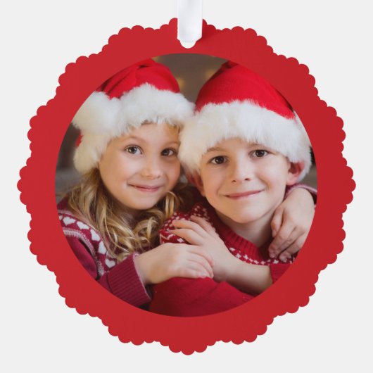 メリークリスマス格言フォトレッド オーナメントカード (裏面)