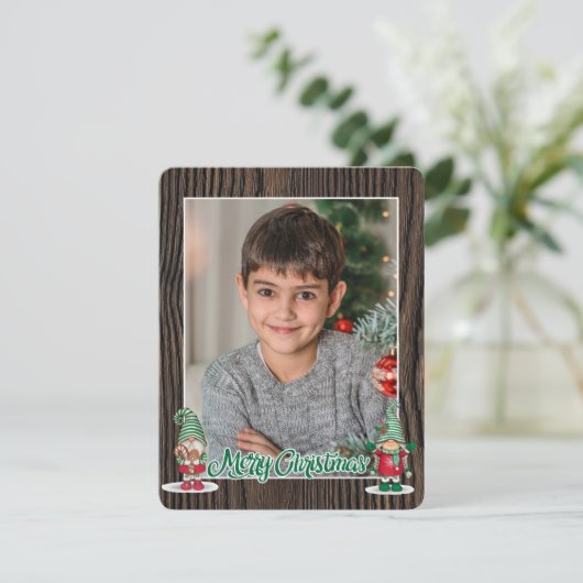 メリークリスマス格言プレイド（あなたの写真を追加） Holi シーズンカード (スタンド正面)