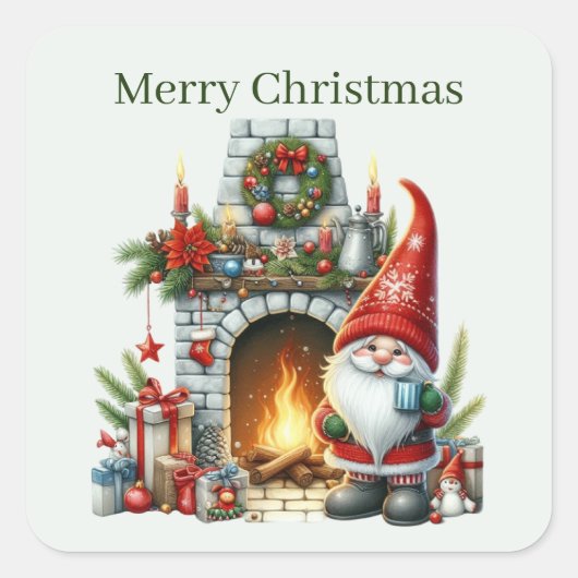 メリークリスマス格言ホリデイ スクエアシール (正面)