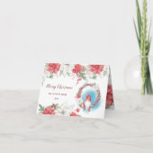 メリークリスマス格言ホリデーフローラ折り畳みカード 招待状 (正面)
