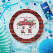 メリークリスマス格言レッドプレイドウォーター色トラック ペーパープレート (パーティー)