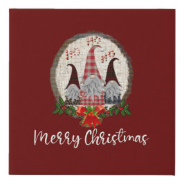 メリークリスマス格言レッド素朴、プレイド、トレンディー フェイクキャンバスプリント