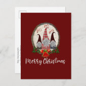 メリークリスマス格言レッド素朴、プレイド、トレンディー ポストカード (正面/裏面)
