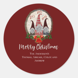 メリークリスマス格言レッド素朴、プレイド、トレンディー ラウンドシール