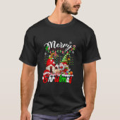 メリークリスマス格言ワイングラス家族プレイドクマ Tシャツ (正面)