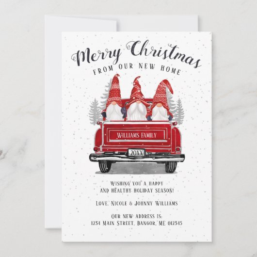 メリークリスマス格言ヴィンテージレッドトラックが動く 案内状 (正面)
