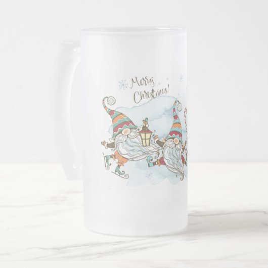 メリークリスマス格言曇りグラスビアマグ フロストグラスビールジョッキ (正面左)