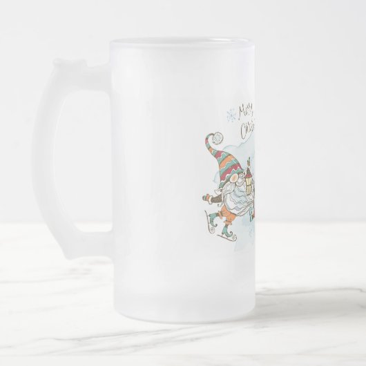 メリークリスマス格言曇りグラスビアマグ フロストグラスビールジョッキ (左)