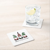 メリークリスマス格言赤緑 スクエアペーパーコースター (インサイチュ)