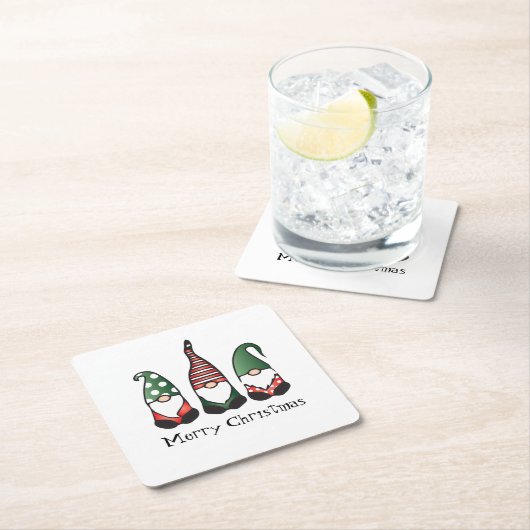 メリークリスマス格言赤緑 スクエアペーパーコースター (インサイチュ)