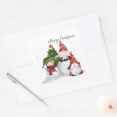 メリークリスマス格言雪だるま スクエアシール (封筒)