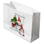 メリークリスマス格言雪だるま ラージペーパーバッグ (正面アングル)