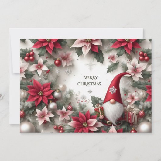 メリークリスマス格言、ポインセチアとホリー シーズンカード (正面)