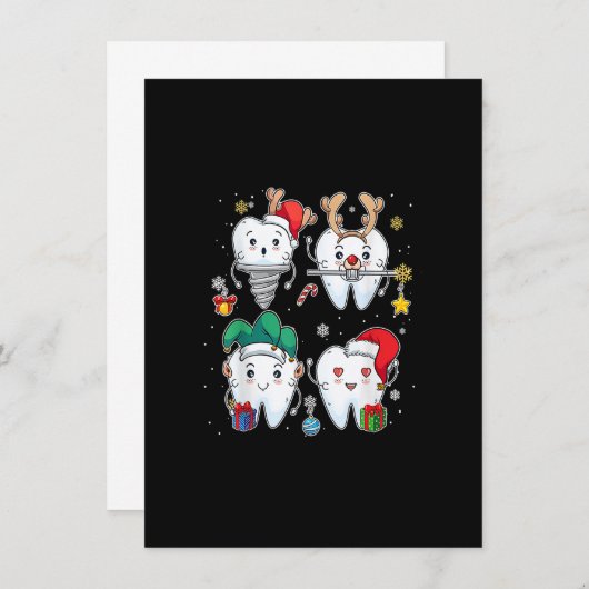 メリークリスマス歯科クルー歯医者アシスタントテエ 招待状 (正面/裏面)