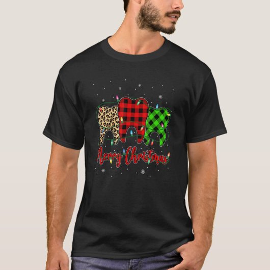 メリークリスマス歯科医ティースバッファローplaidキリスト tシャツ (正面)